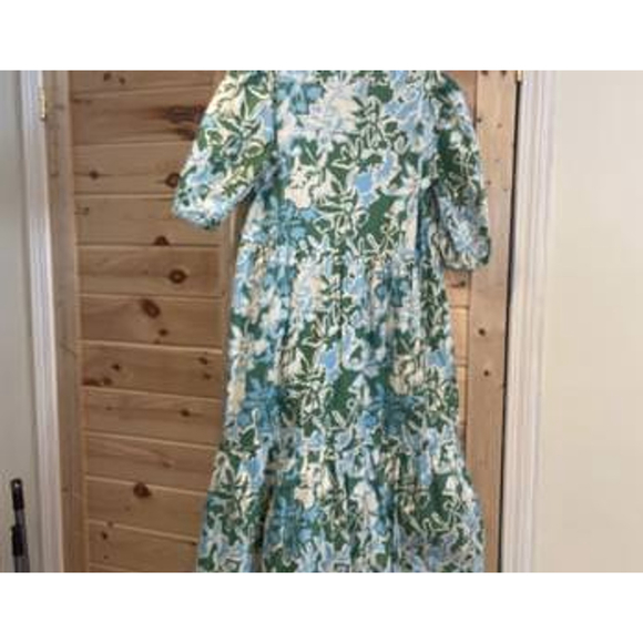 Women's Garance Green Blue Floral Maxi Dress M - Picture 4 of 4
